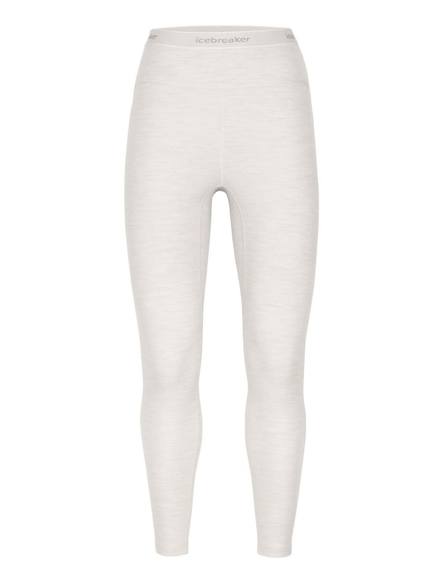 Women's Icebreaker 15.5 Merino Thermal Leggings Base Layers Ecru Heather | CA 1077TCEV